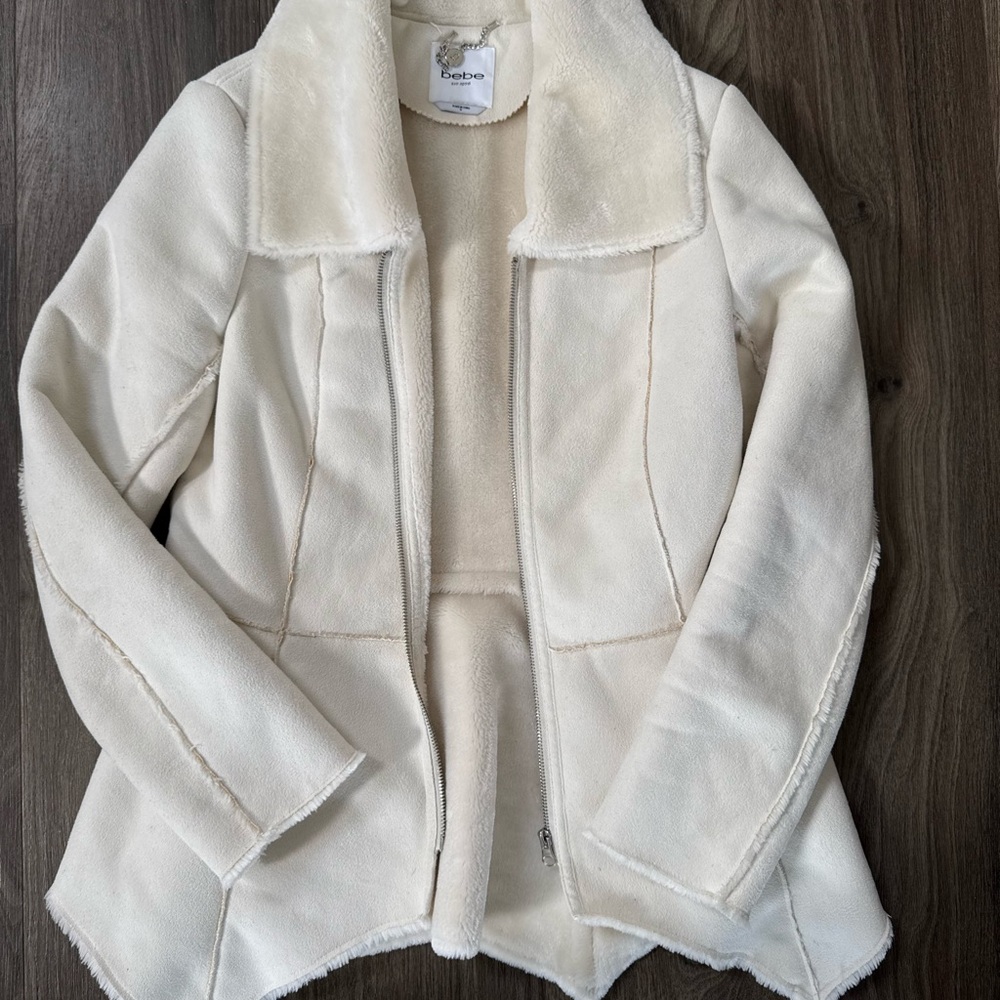 Bebe Cream Faux Shearling Jacket